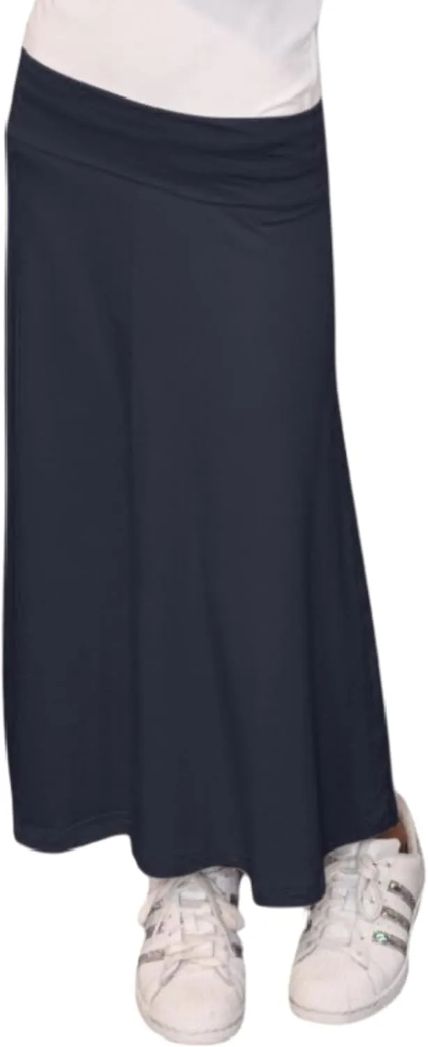 Kosher Casual Long Maxi Skirt with Fold Over Waist for Girls Kids
