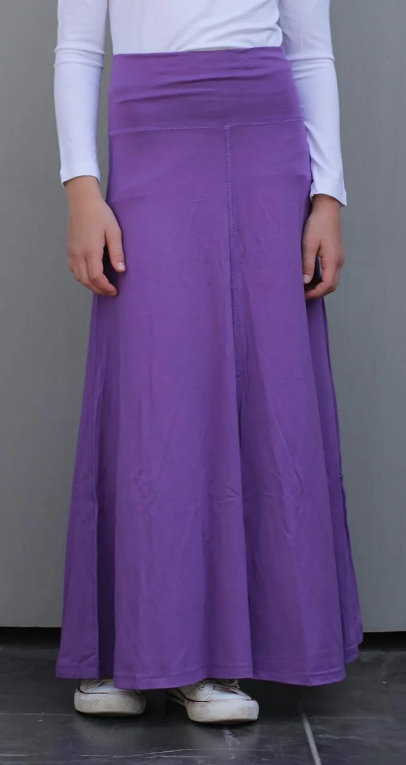Kosher Casual Long Maxi Skirt with Fold Over Waist for Girls Kids