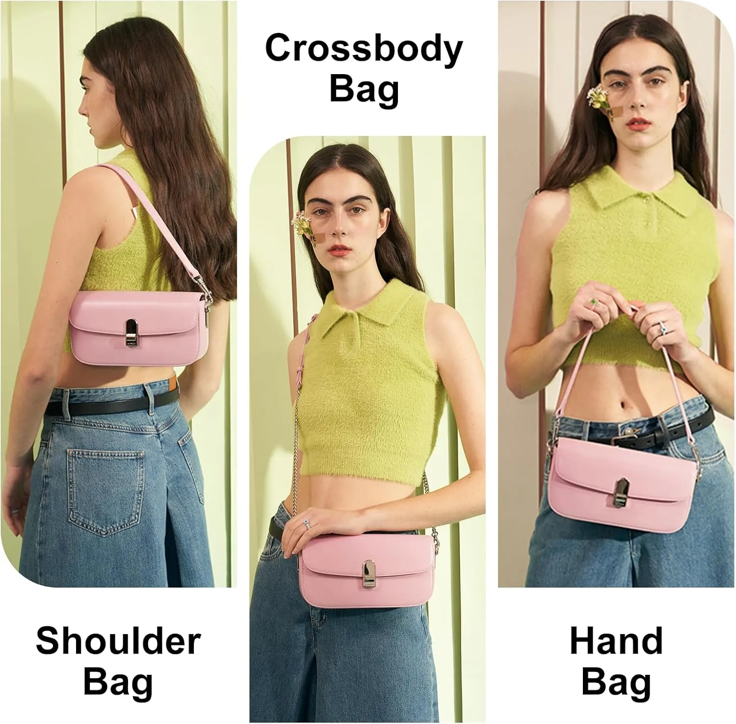LA FESTIN Split Leather Crossbody Purses For Women With Dual Straps - Trendy Women's Shoulder Handbags Designer Satchel Bags