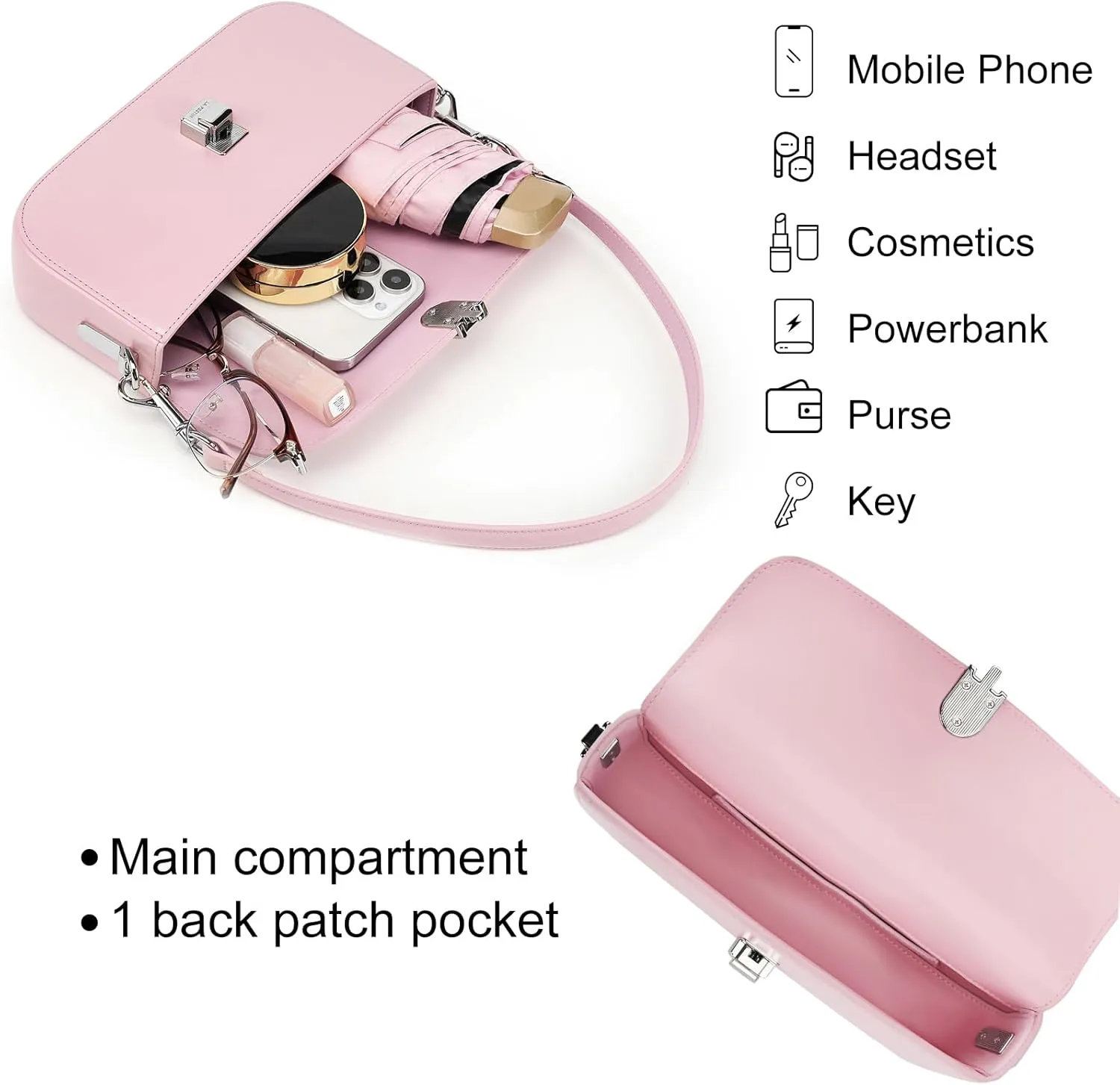 LA FESTIN Split Leather Crossbody Purses For Women With Dual Straps - Trendy Women's Shoulder Handbags Designer Satchel Bags