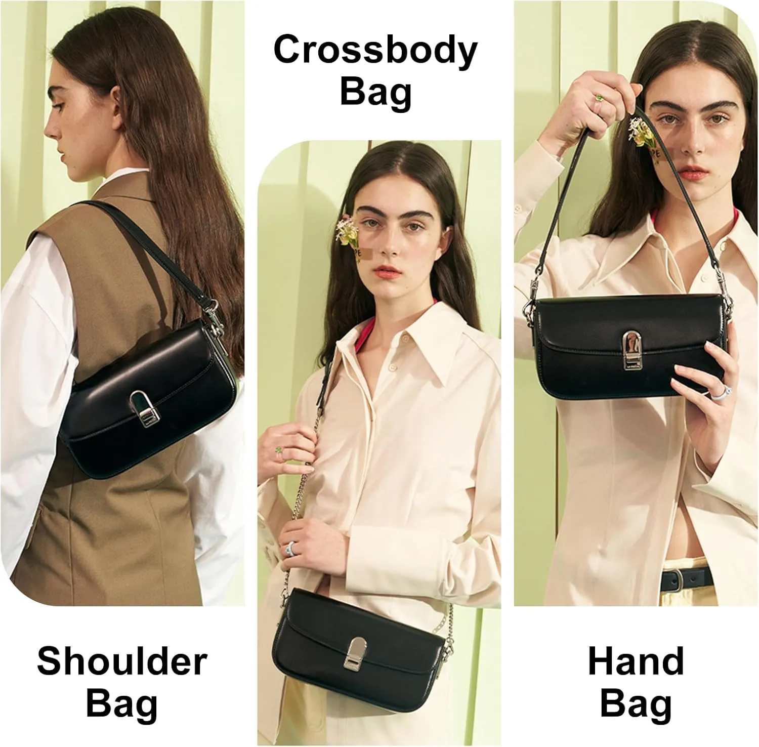 LA FESTIN Split Leather Crossbody Purses For Women With Dual Straps - Trendy Women's Shoulder Handbags Designer Satchel Bags