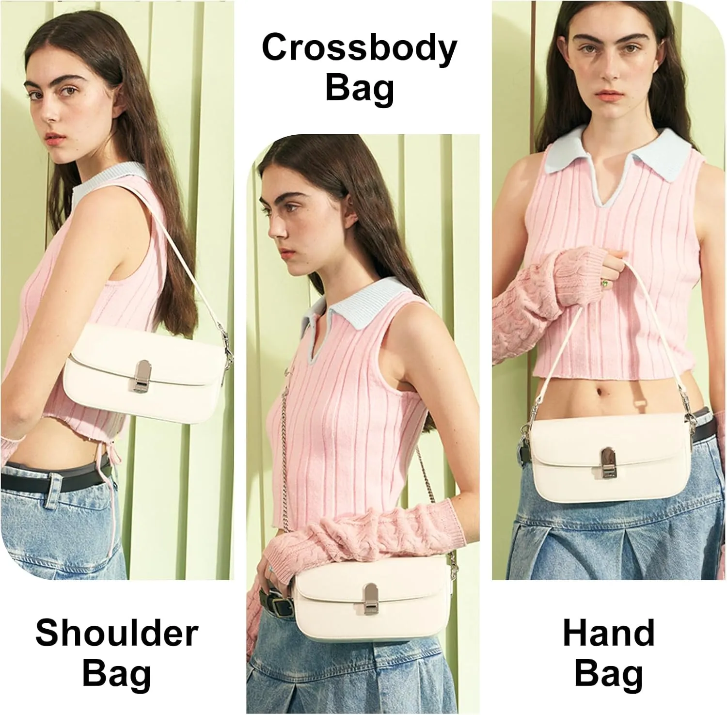 LA FESTIN Split Leather Crossbody Purses For Women With Dual Straps - Trendy Women's Shoulder Handbags Designer Satchel Bags