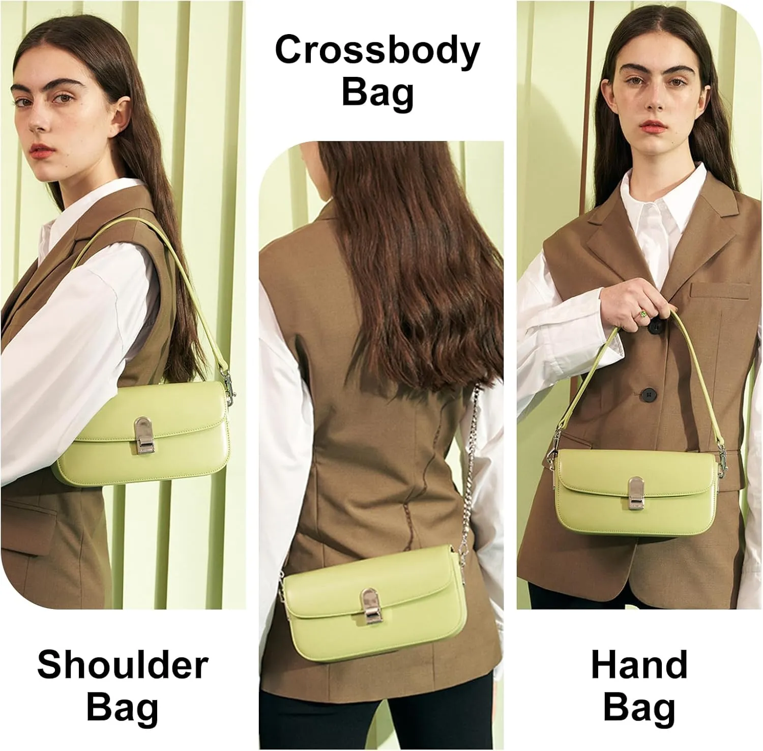 LA FESTIN Split Leather Crossbody Purses For Women With Dual Straps - Trendy Women's Shoulder Handbags Designer Satchel Bags