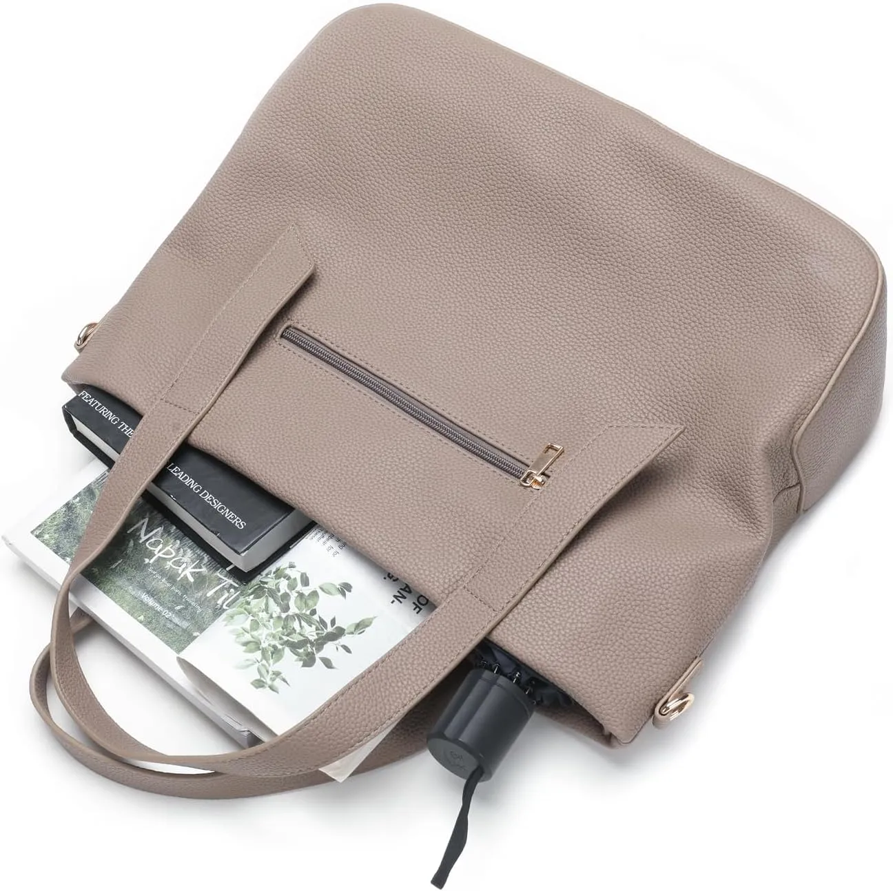 Leather Tote Shoulder Bag for Women Satchel Handbag with Top Handles | Minimalist Elegant | Large Capacity Bag