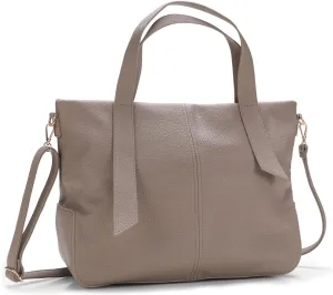 Leather Tote Shoulder Bag for Women Satchel Handbag with Top Handles | Minimalist Elegant | Large Capacity Bag