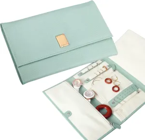 LENUE Travel Jewelry Organizer - Luxury Foldable Jewelry Case Roll Bag for Journey, Large Vegan Leather Clutch Bag - Perfect for Birthday, Bridal Shower & Wedding Gifts
