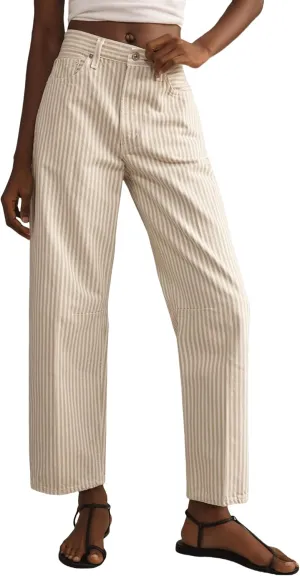 LifeShe Women's Striped Jeans Straight Leg Denim Pants Baggy Barrel Jeans