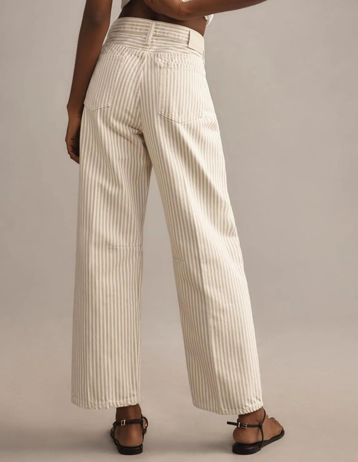 LifeShe Women's Striped Jeans Straight Leg Denim Pants Baggy Barrel Jeans