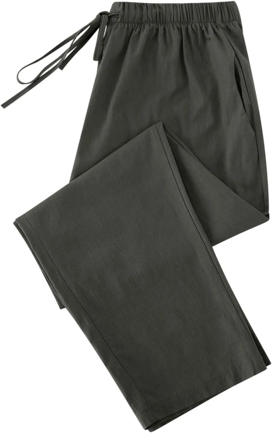 Lmdudan 2025 Women Casual Cotton Linen Pants Lightweight Summer Elastic Waist Beach Pants Plus Size Solid Lounge Long Trouser