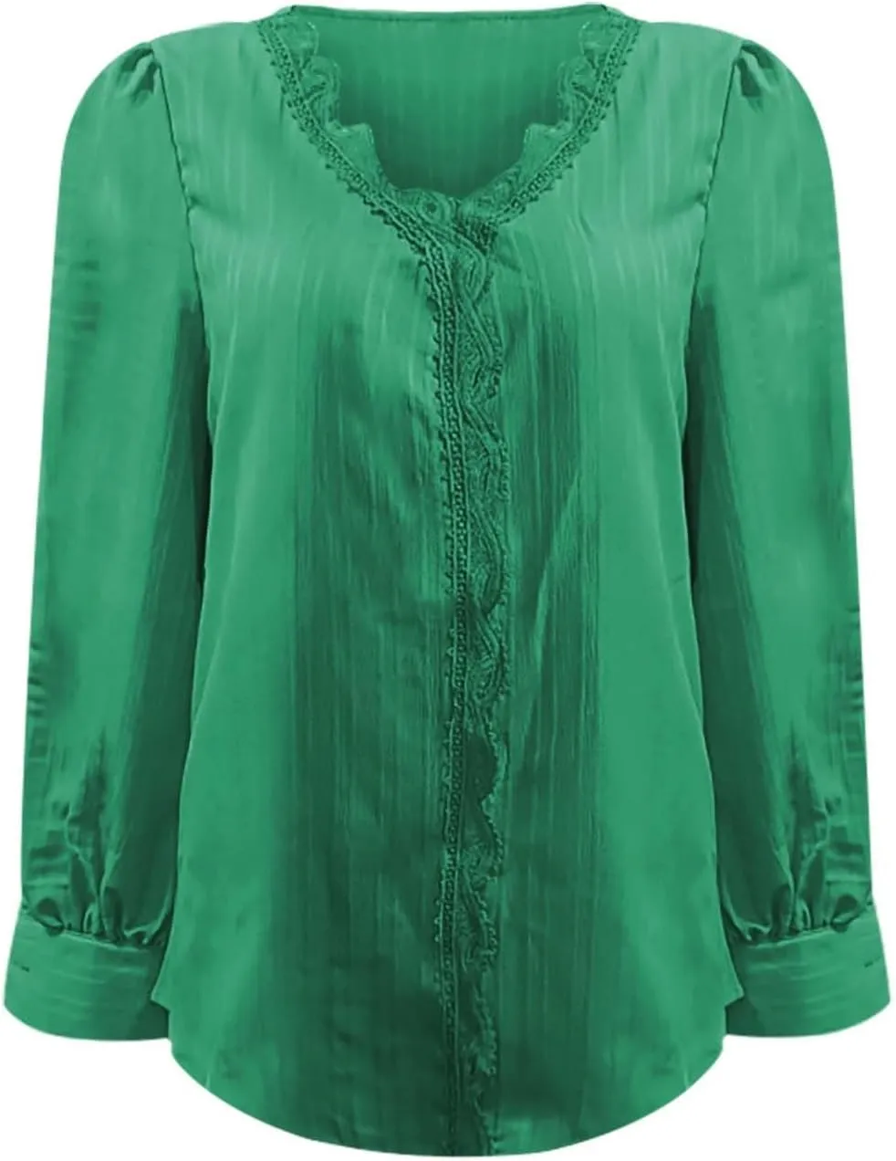 Long Sleeve Shirts for Women 2024 V Neck Lace Tops Business Casual Dressy Blouses Work Oversized Shirts Fall Clothes
