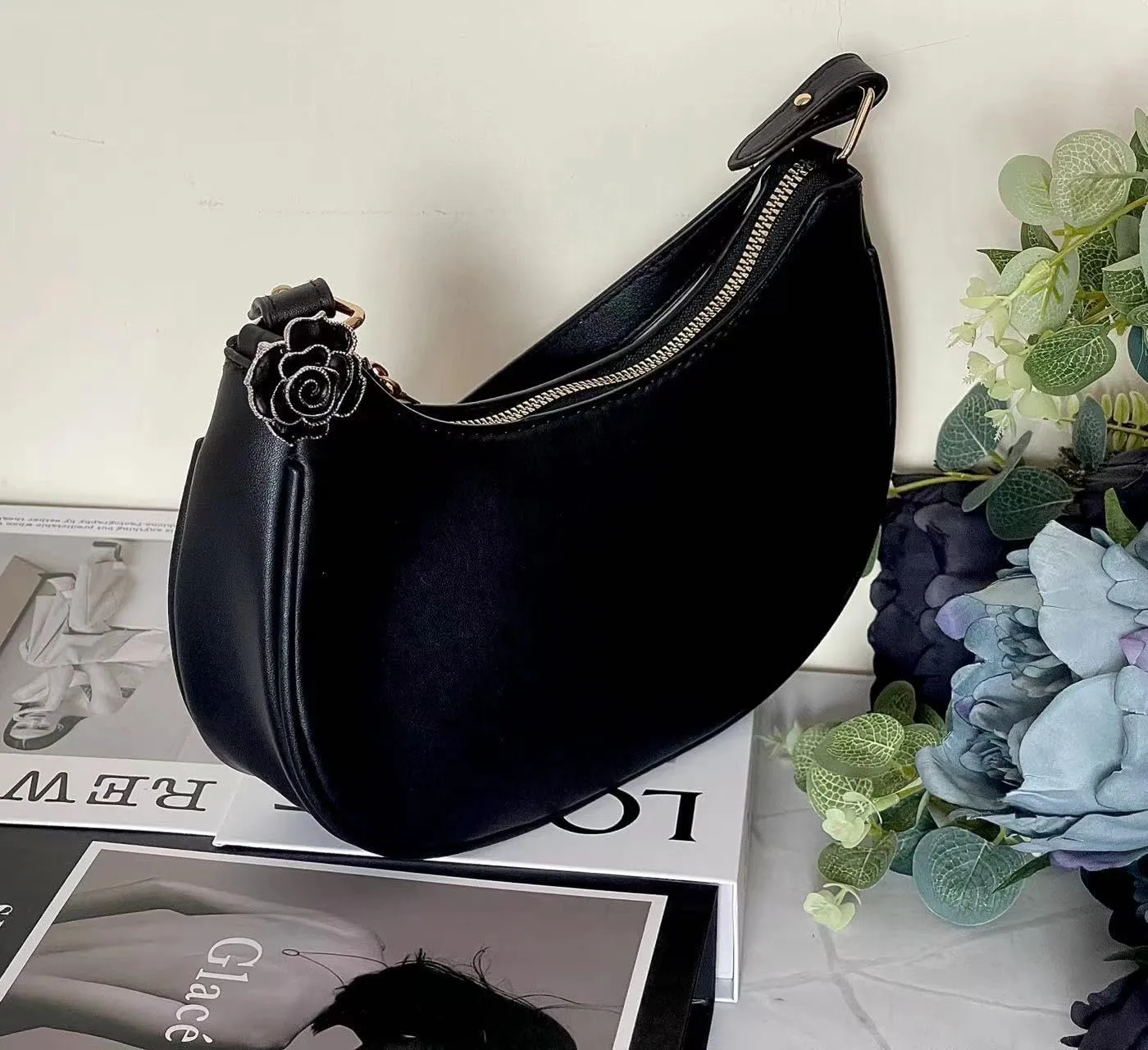 L'ouve Shoulder Bags for Women Cute Hobo Tote Handbag Under the Arm Purses Mini Clutch Purse with Zipper Closure 2024