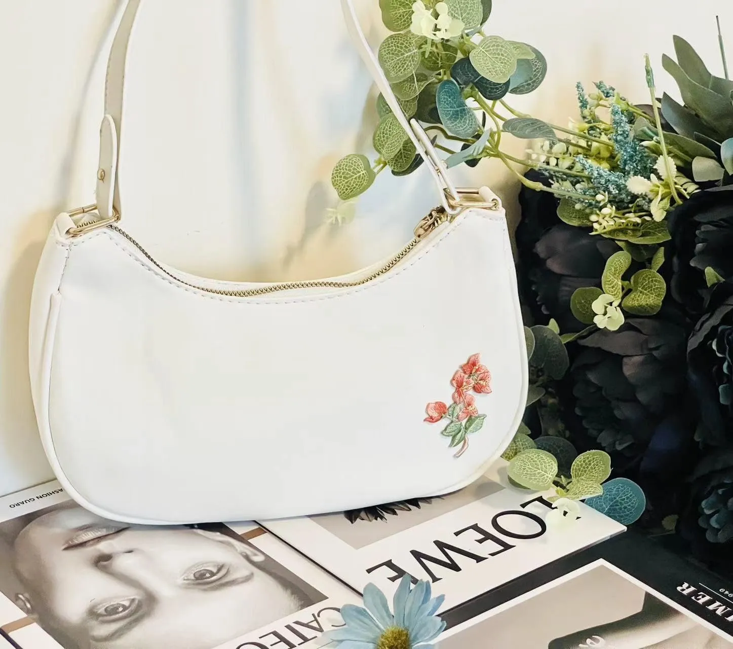 L'ouve Shoulder Bags for Women Cute Hobo Tote Handbag Under the Arm Purses Mini Clutch Purse with Zipper Closure 2024