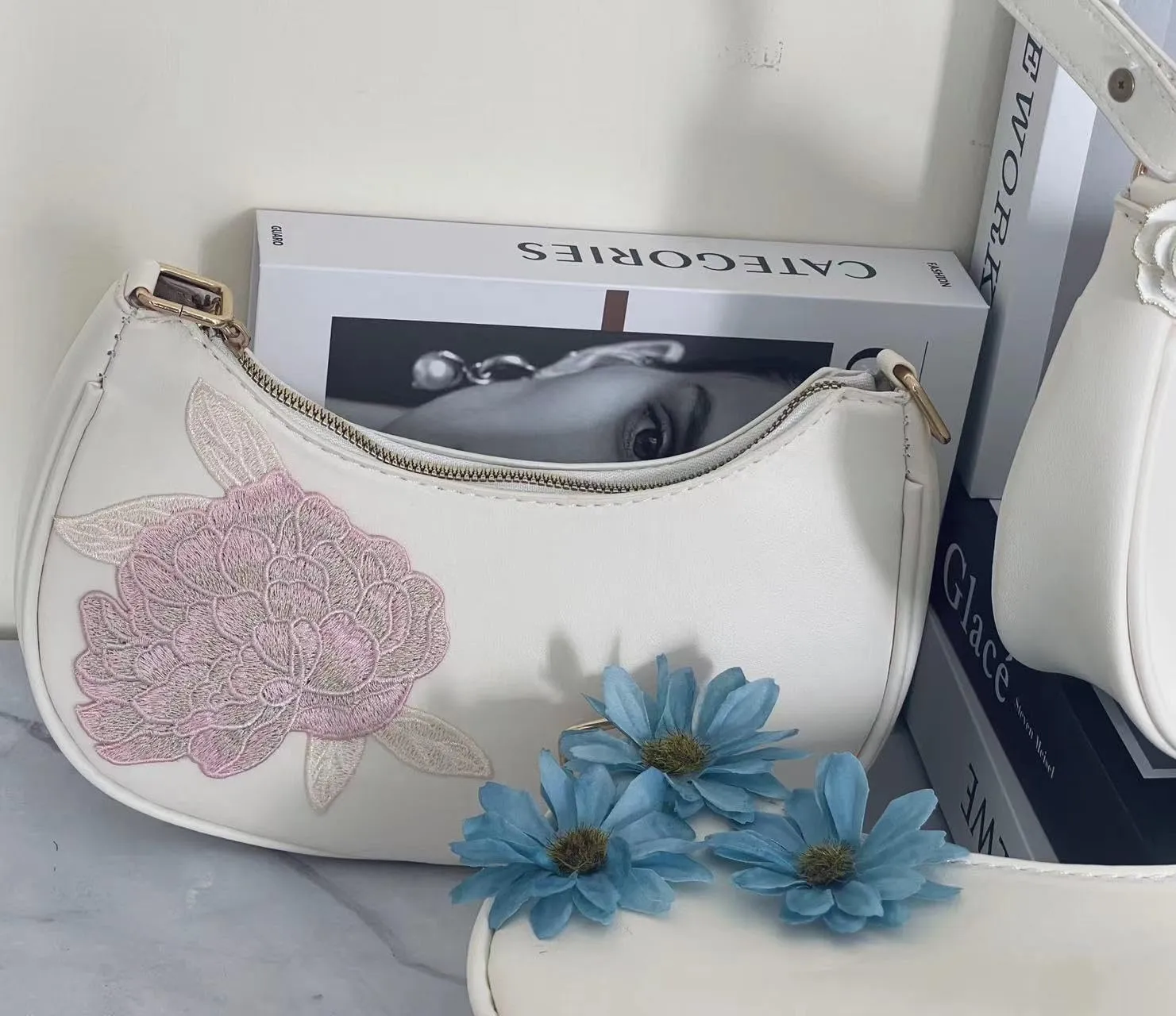 L'ouve Shoulder Bags for Women Cute Hobo Tote Handbag Under the Arm Purses Mini Clutch Purse with Zipper Closure 2024