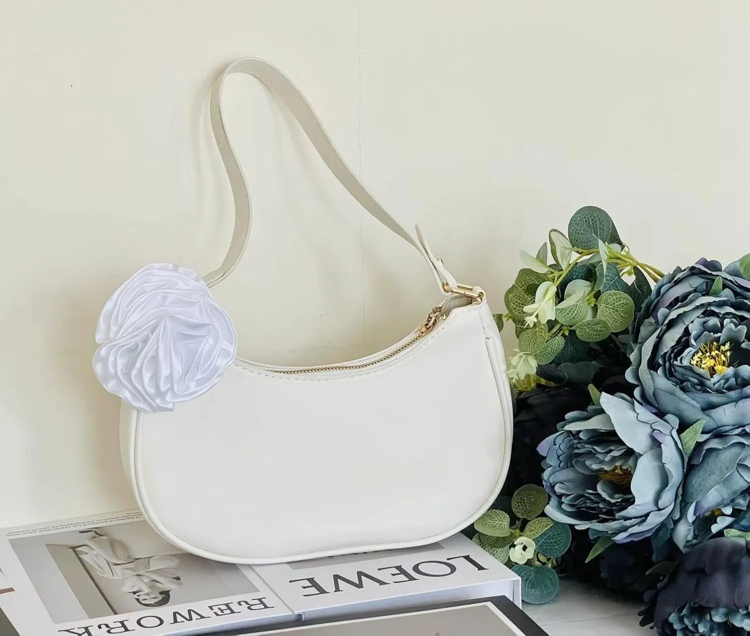 L'ouve Shoulder Bags for Women Cute Hobo Tote Handbag Under the Arm Purses Mini Clutch Purse with Zipper Closure 2024