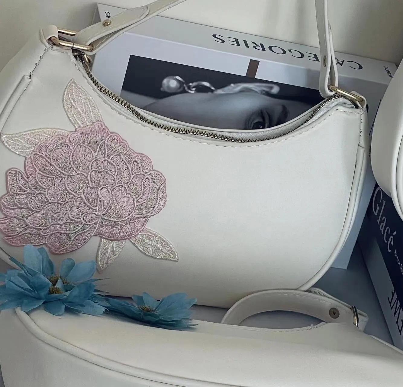L'ouve Shoulder Bags for Women Cute Hobo Tote Handbag Under the Arm Purses Mini Clutch Purse with Zipper Closure 2024