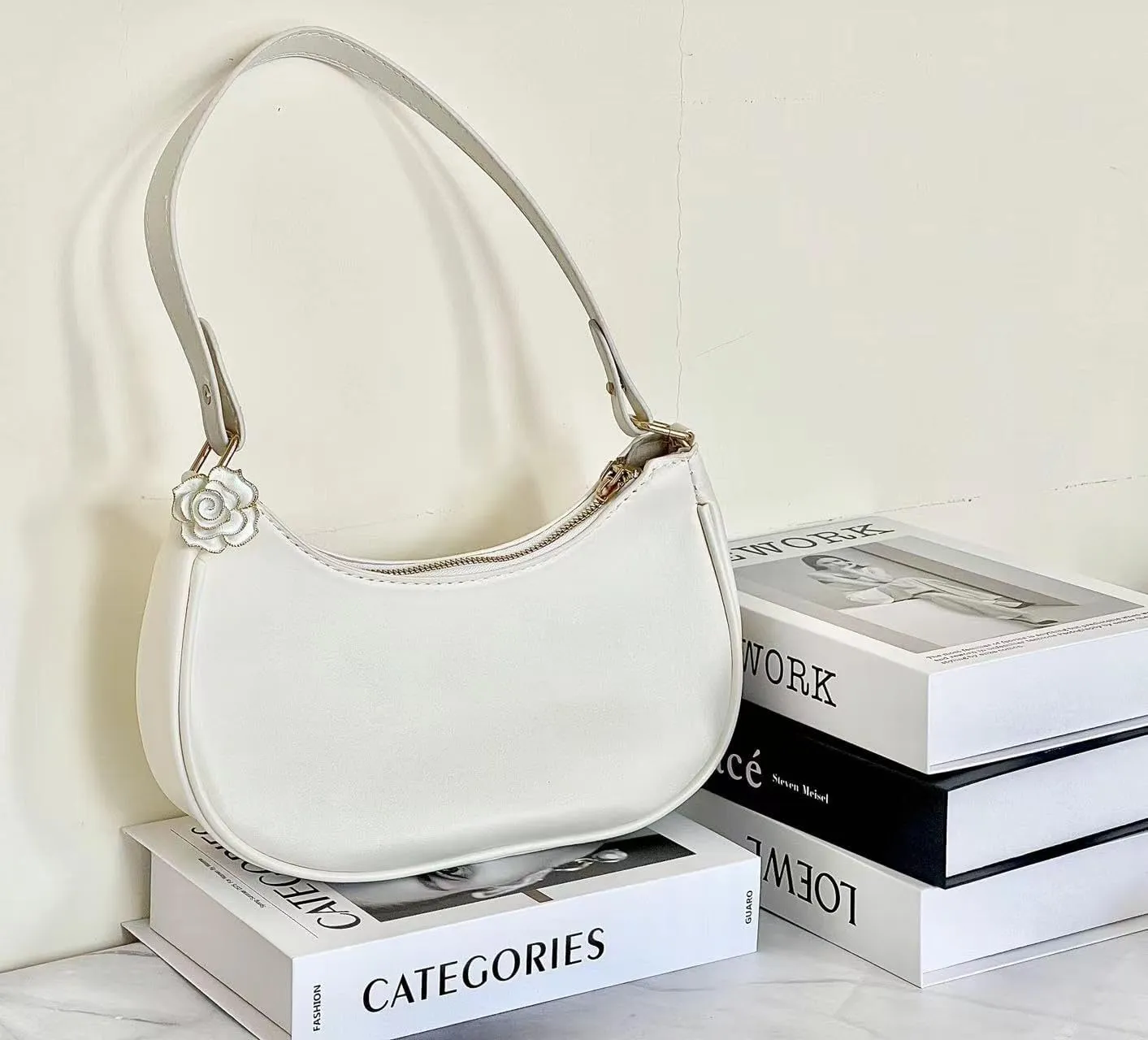 L'ouve Shoulder Bags for Women Cute Hobo Tote Handbag Under the Arm Purses Mini Clutch Purse with Zipper Closure 2024