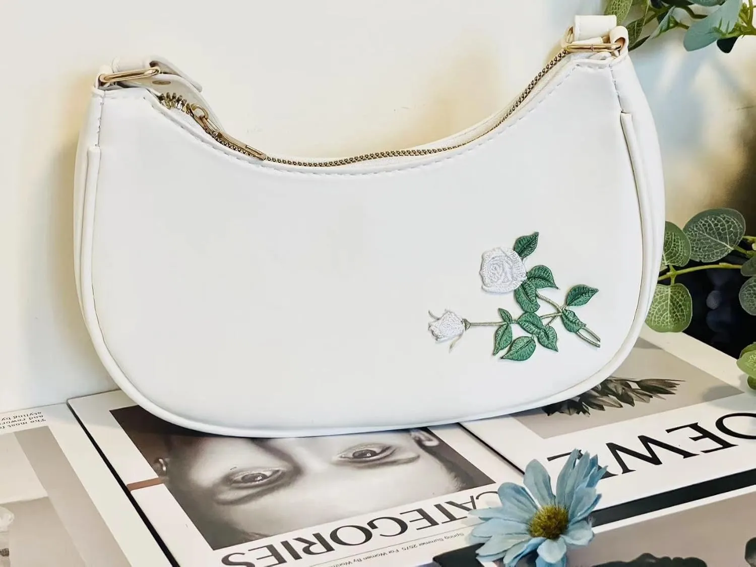 L'ouve Shoulder Bags for Women Cute Hobo Tote Handbag Under the Arm Purses Mini Clutch Purse with Zipper Closure 2024