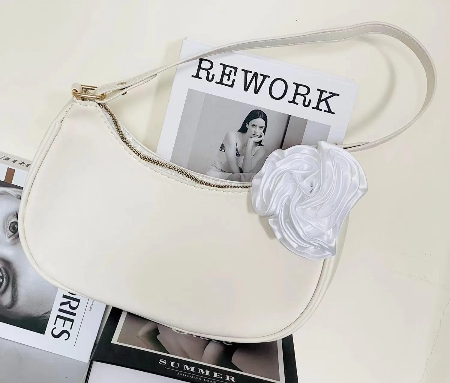 L'ouve Shoulder Bags for Women Cute Hobo Tote Handbag Under the Arm Purses Mini Clutch Purse with Zipper Closure 2024