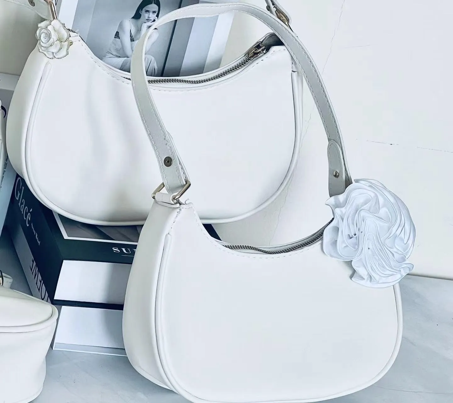 L'ouve Shoulder Bags for Women Cute Hobo Tote Handbag Under the Arm Purses Mini Clutch Purse with Zipper Closure 2024