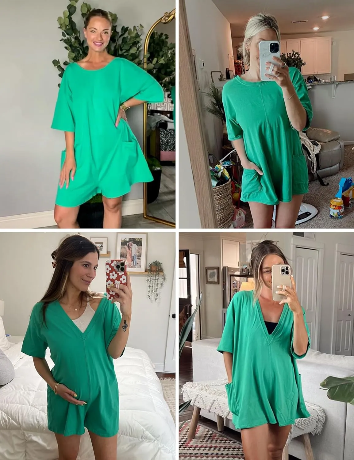 LTSCNRM Womens Tee Rompers Casual One Piece Hot Shot Oversized Overall Short Sleeve Reversible Athletic Workout Pockets