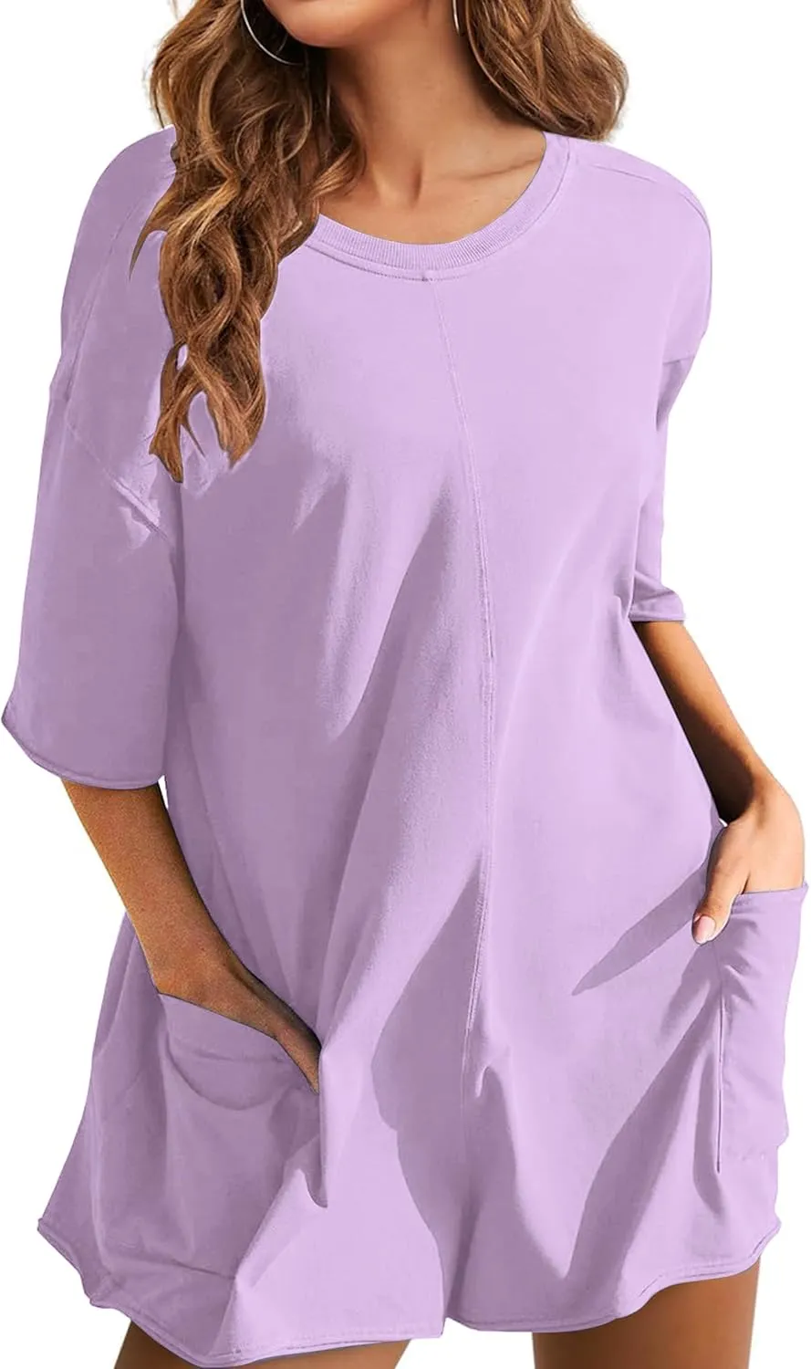 LTSCNRM Womens Tee Rompers Casual One Piece Hot Shot Oversized Overall Short Sleeve Reversible Athletic Workout Pockets