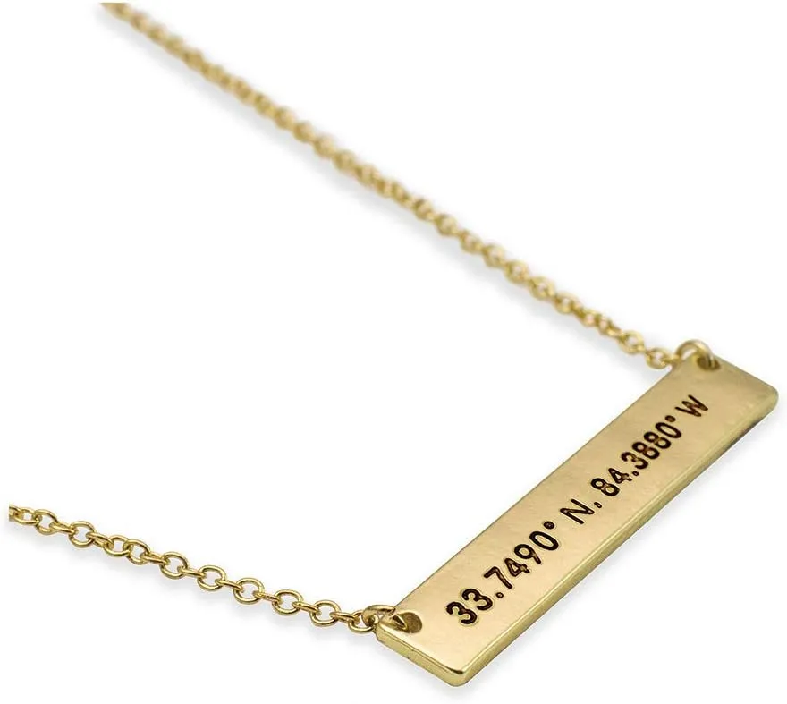 Lucky Feather City Coordinate Bar Necklace  14K Gold Dipped Horizontal Bar Necklaces for Women with 16  18 Adjustable Cable Chain