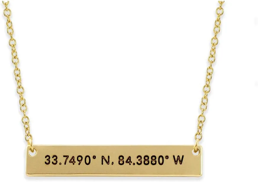 Lucky Feather City Coordinate Bar Necklace  14K Gold Dipped Horizontal Bar Necklaces for Women with 16  18 Adjustable Cable Chain