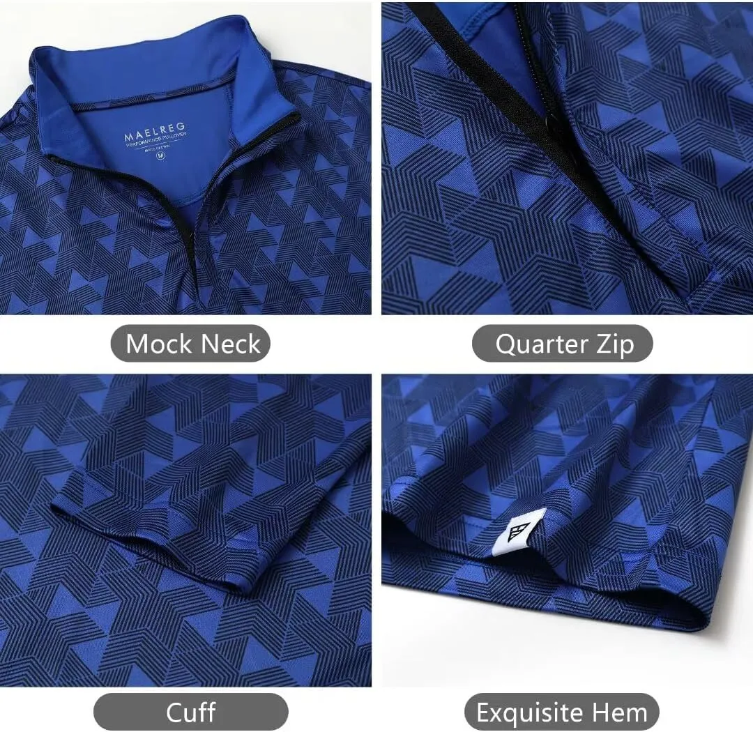 M MAELREG Quarter Zip Pullover Men Dry Fit Brushed Performance Long Sleeve Mock Neck Sports Golf 1/4 Zip Sweatshirts for Men