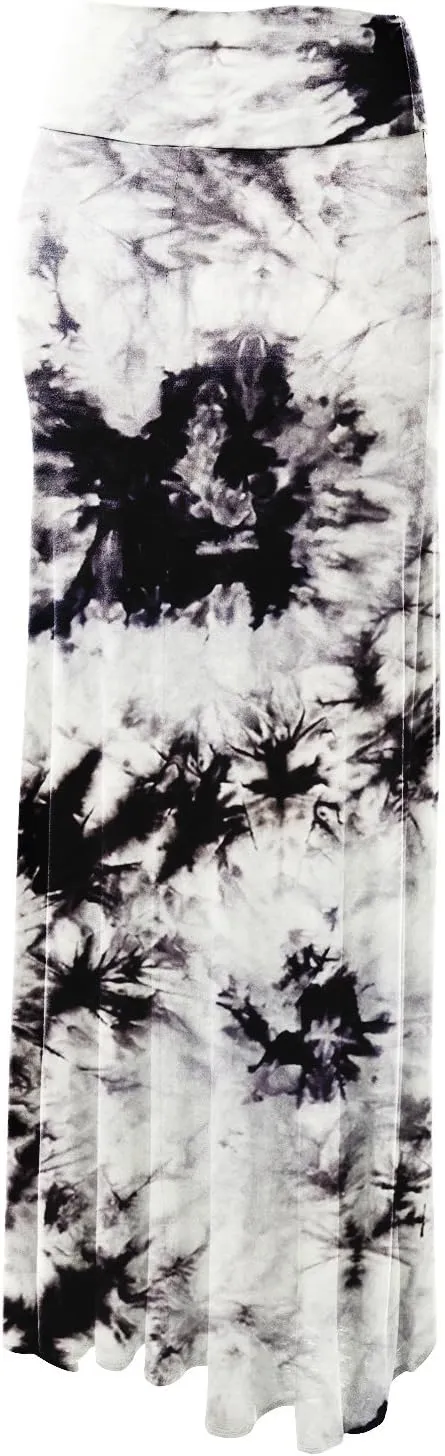 Made By Johnny Women's Casual Tie Dye Fold Over Maxi Skirt