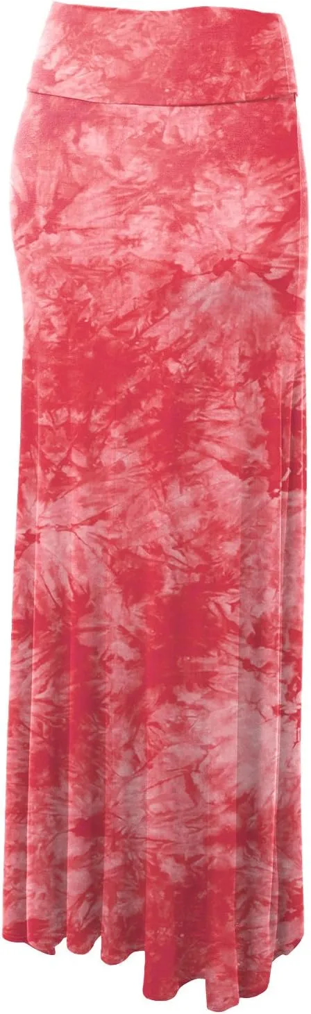 Made By Johnny Women's Casual Tie Dye Fold Over Maxi Skirt