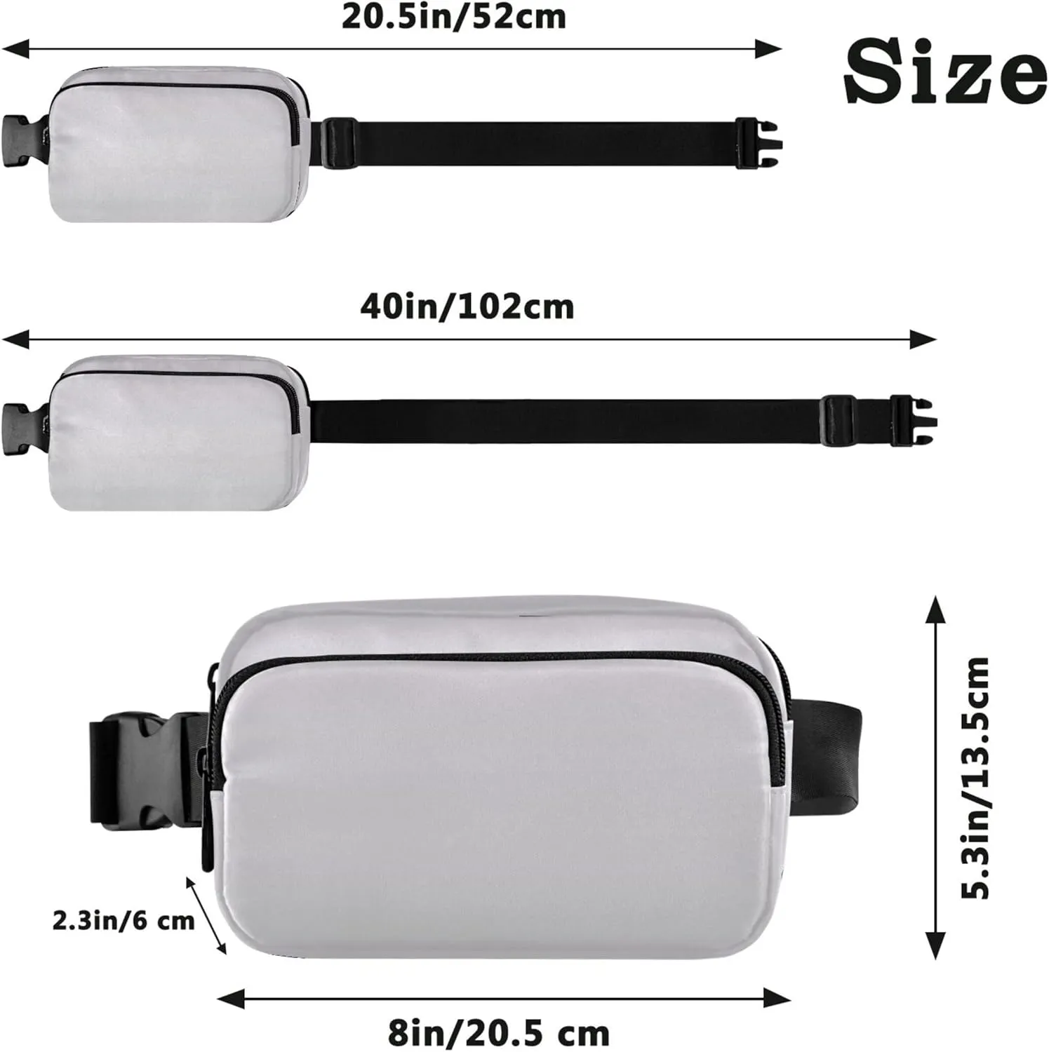 Magnolia Light Gray Gradient Women Fanny Packs Waterproof Hip Bag Belt Pouch Flower Travel Waist Pouch