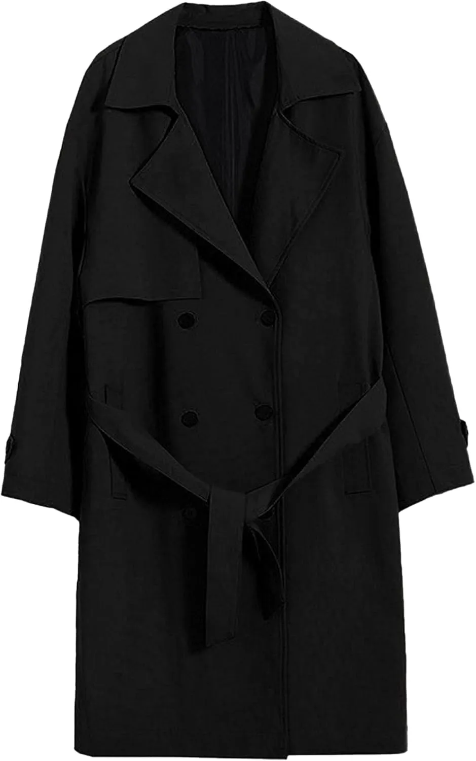 Maiyifu-GJ Men's Notch Lapel Trench Coats Double Breasted Long Trench Overcoat Lightweight Casual Windbreaker Top Coat