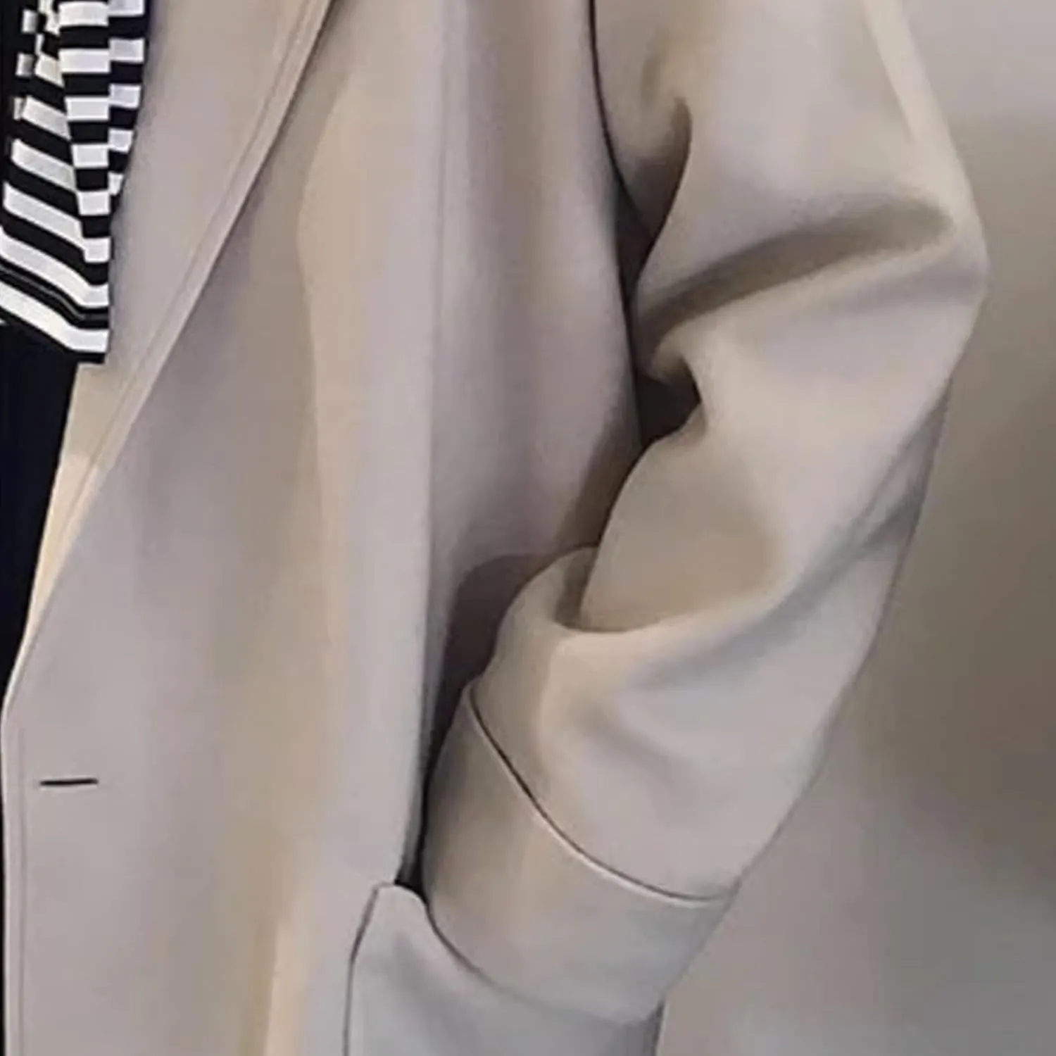 Maiyifu-GJ Mens Windbreaker Wool Blend Overcoat Spring Fall Business Long Coat Notched Collar Single Breasted Trench Coat