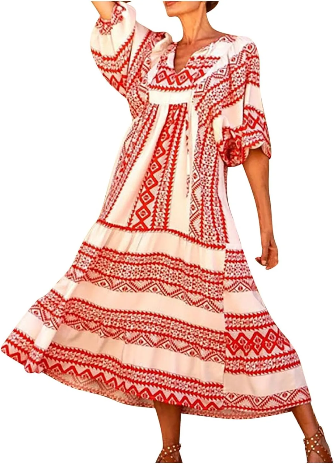 Maxi Dresses for Women 2024 Summer Boho Dress Sexy Off The Shoulder Dresses Flowy Long Sundress Vacation Dress, Small