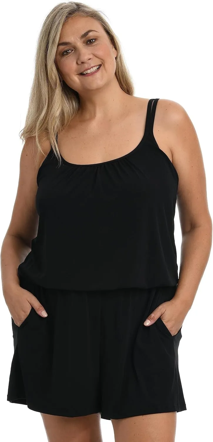 Maxine of Hollywood Women's Romper One Piece Swimsuit