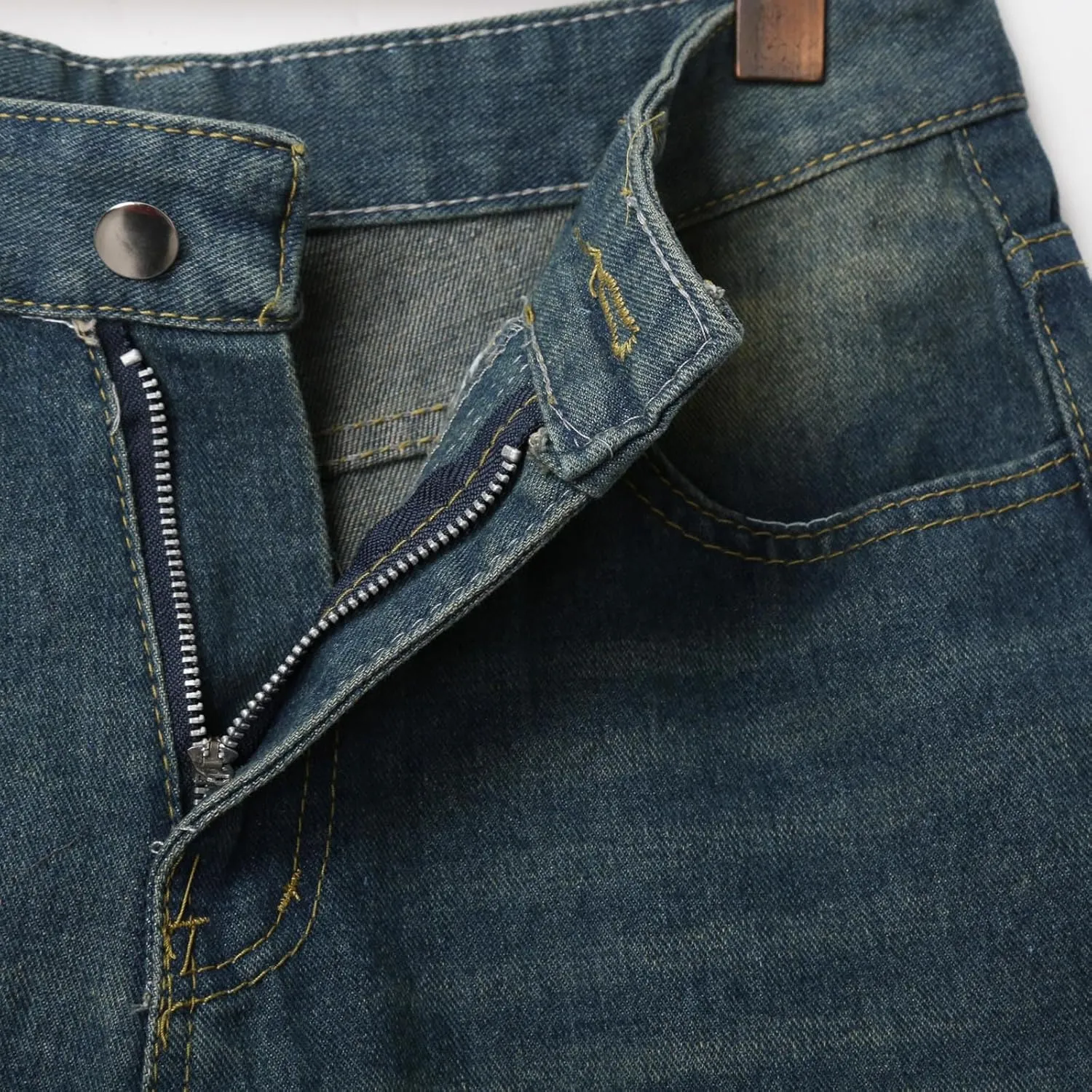 Men Baggy Jean Shorts Loose Fit Long Denim Shorts Wide Leg Hip Hop Streetwear