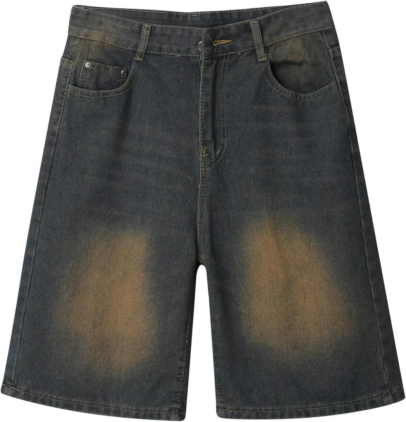 Men Y2K Grunge Baggy Jean Shorts Summer Casual Hip Hop Cargo Pants Loose Denim Shorts with Pockets
