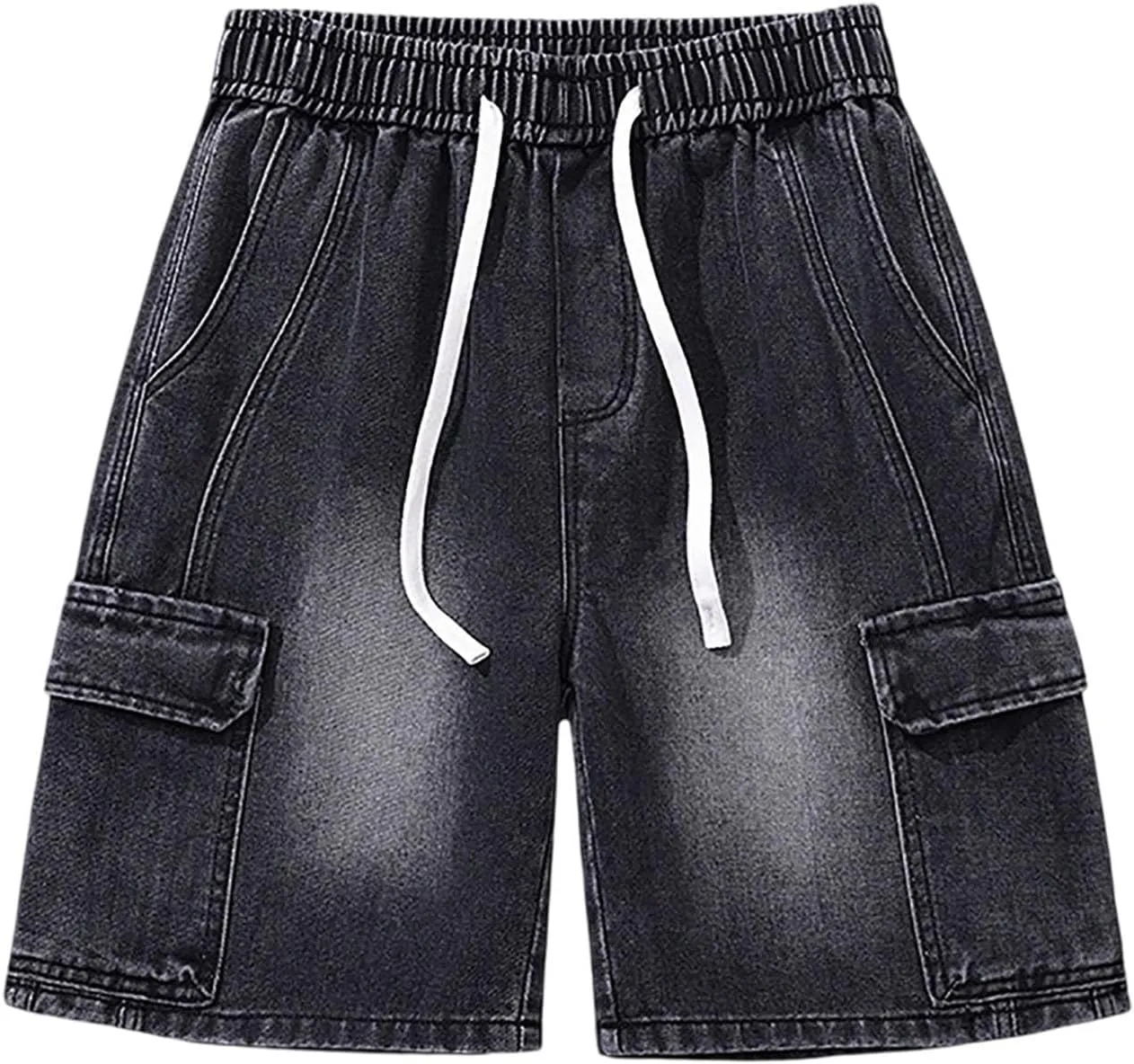 Men Y2K Grunge Baggy Jean Shorts Summer Casual Hip Hop Mid Loose Fit Denim Shorts Streetwear