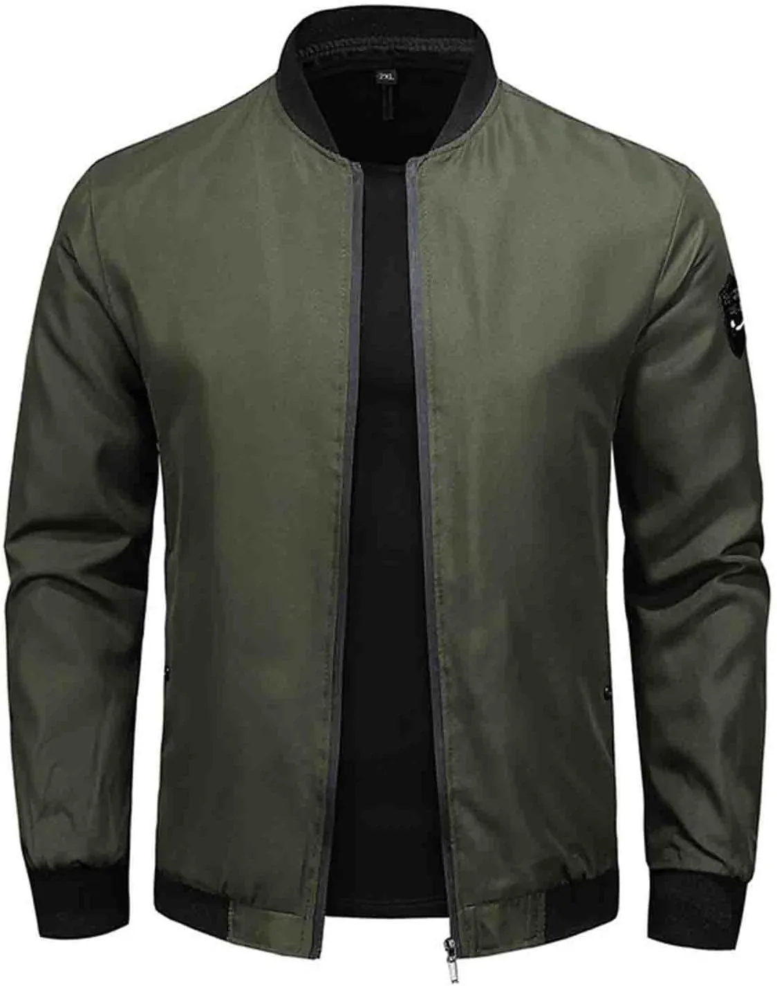 Men's Bomber Jacket Lightweight Casual Spring Fall Windbreaker Zip Up Coat with Pocket Mens Flight Jacket Plus Size