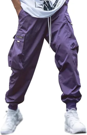 Men's Cargo Pants Solid Color Summer Lightweight Trousers Lounge Loose Fit Overalls House Outdoor Hiking Joggers