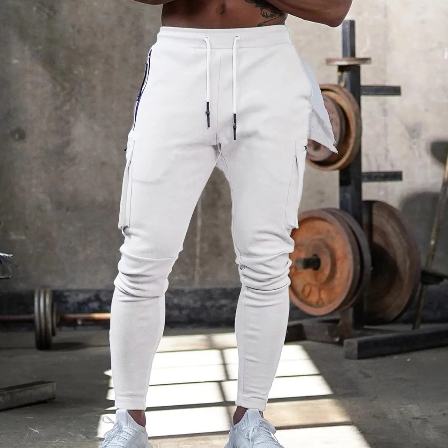 Men's Cargo Pants Sports Jogging Trousers Pockets Belt Mens Cargo Men's Slim Fit Chino Pants Regular Fit Chino Pants
