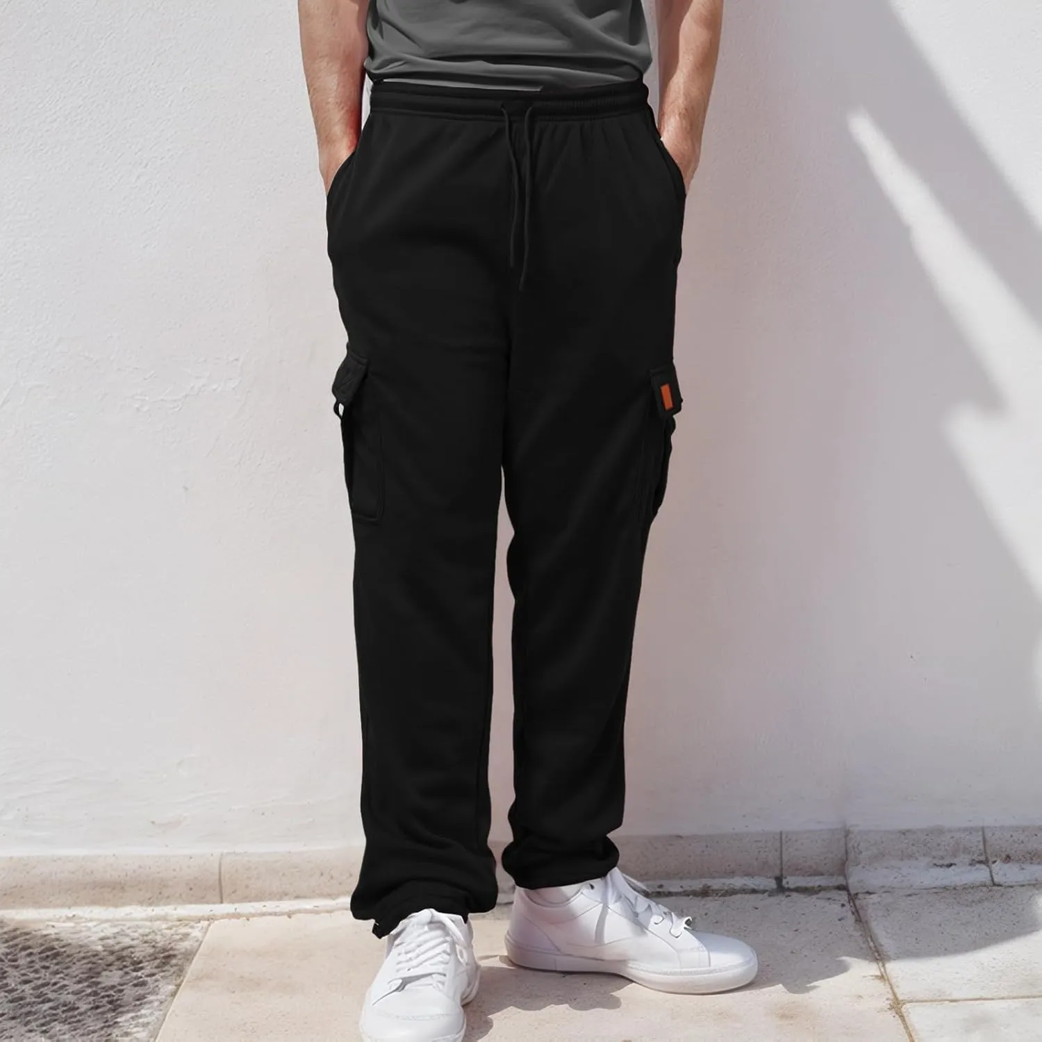Men's Casual Cargo Pants Hiking Pants Elastic Waist Drawstring Stretch Joggers Sweatpants Athletic Pants Overalls