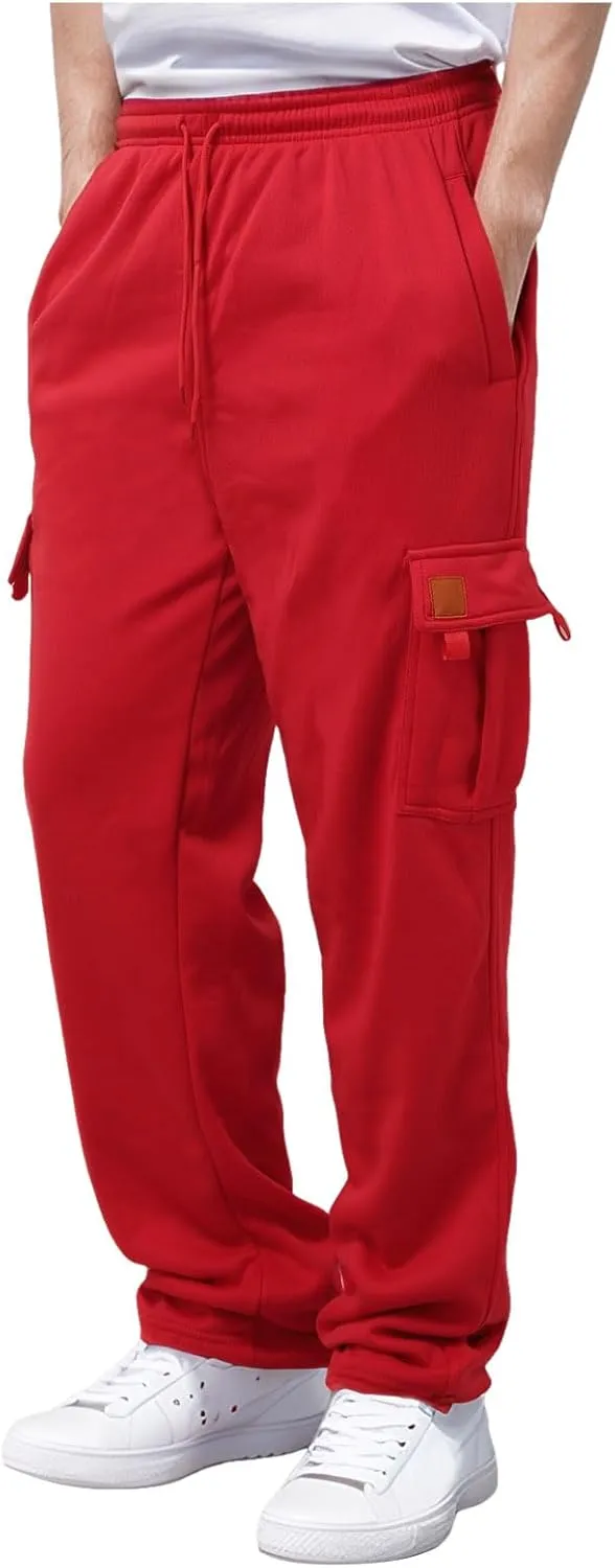 Men's Casual Cargo Pants Hiking Pants Elastic Waist Drawstring Stretch Joggers Sweatpants Athletic Pants Overalls