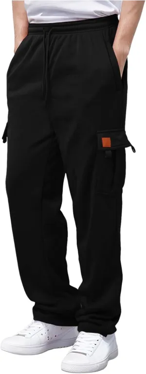 Men's Casual Cargo Pants Hiking Pants Elastic Waist Drawstring Stretch Joggers Sweatpants Athletic Pants Overalls
