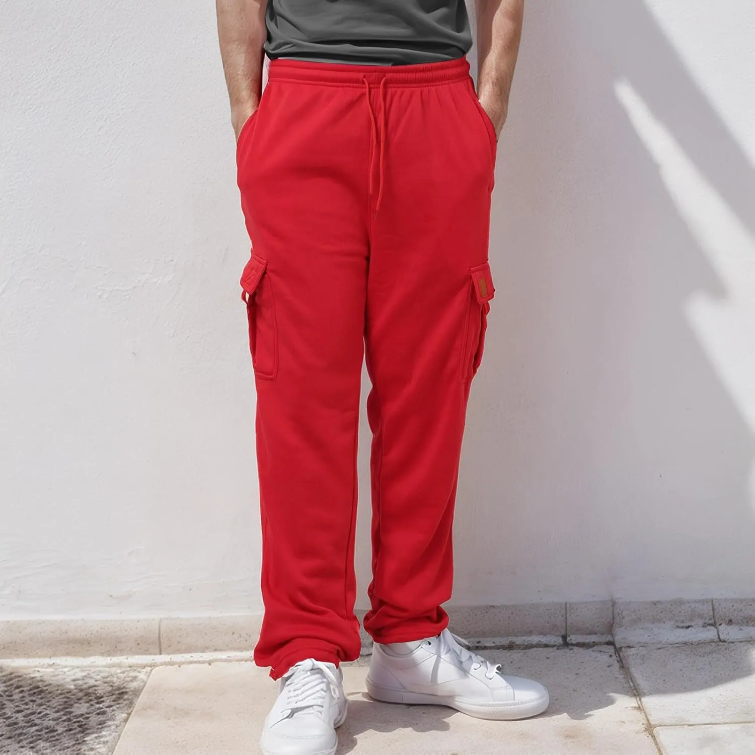 Men's Casual Cargo Pants Hiking Pants Elastic Waist Drawstring Stretch Joggers Sweatpants Athletic Pants Overalls