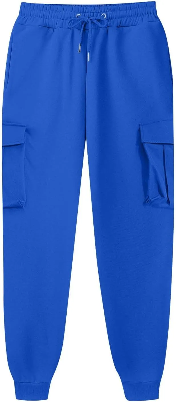 Men's Casual Cargo Pants Workout Joggers Loose Sports Running Solid Color Lace Up Cargo Pants Mens Cargo Hiking Pants