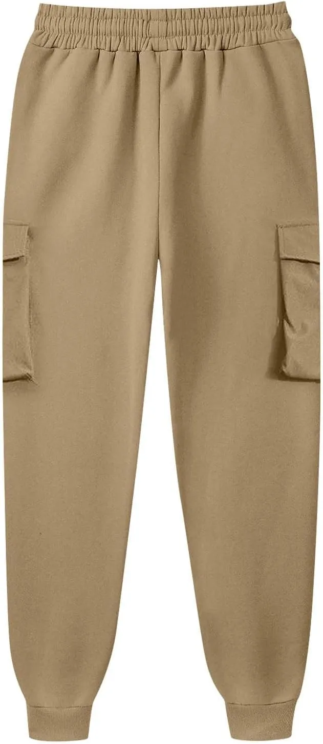 Men's Casual Cargo Pants Workout Joggers Loose Sports Running Solid Color Lace Up Cargo Pants Mens Cargo Hiking Pants