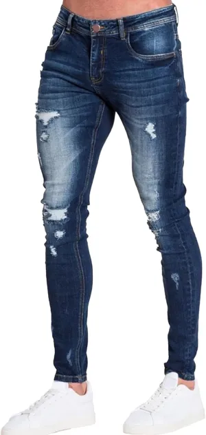 Men's Casual Slim Fit Distressed Ripped Jeans Skinny Stretch Lightweight Denim Pants Comfort Classic Jeans Trouser