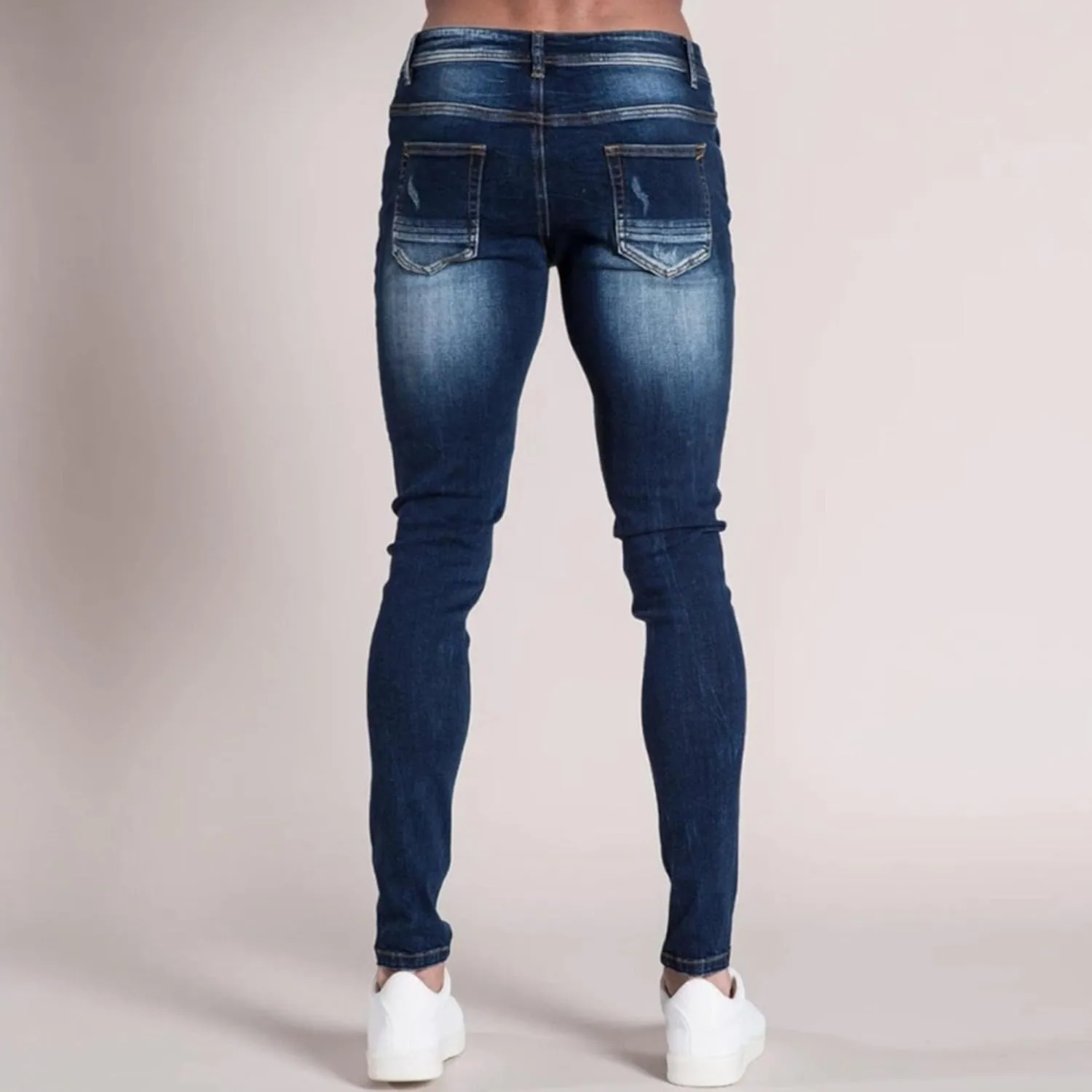 Men's Casual Slim Fit Distressed Ripped Jeans Skinny Stretch Lightweight Denim Pants Comfort Classic Jeans Trouser