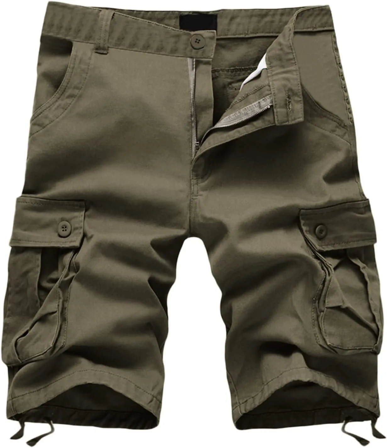 Men's Classic-Fit Twill Cargo Shorts Casual Solid Chino Golf Shorts Workout Cargo Shorts with Multi Pockets
